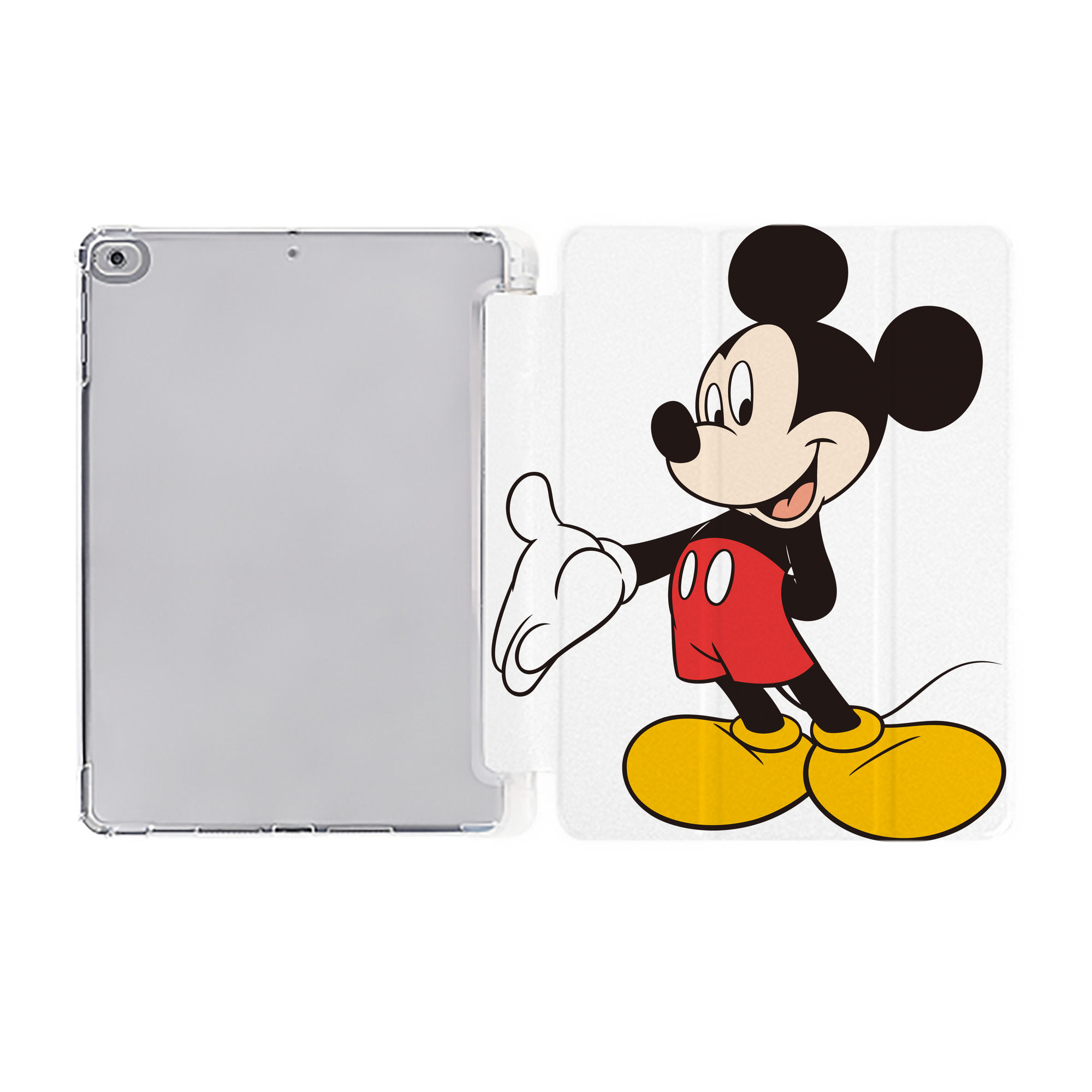 （画像用） ミッキーマウス Mickey Mouse IPad ケース ペン収納付き 三つ折りスタンド PUレザー×シリコン 対応機種9.5/10.5/10.9インチ